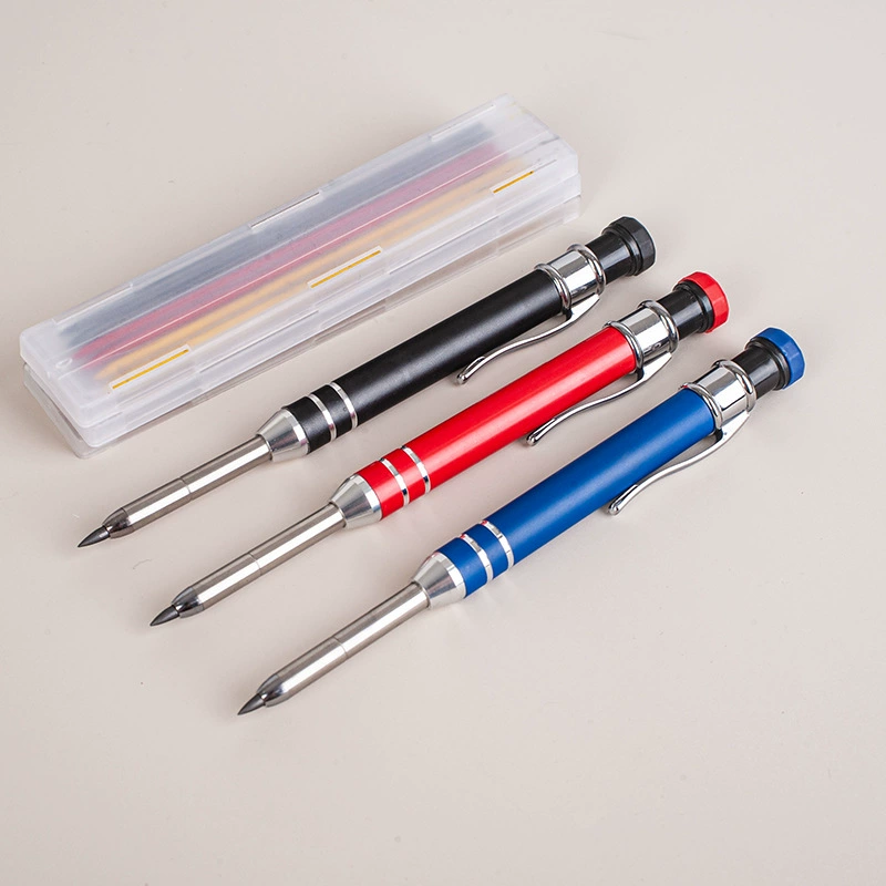 Механический карандаш для плотницких работ с длинным наконечником, водонепроницаемый, разноцветный, с выдвижным механизмом, многоразовый, металлический карандаш для плотницких работ