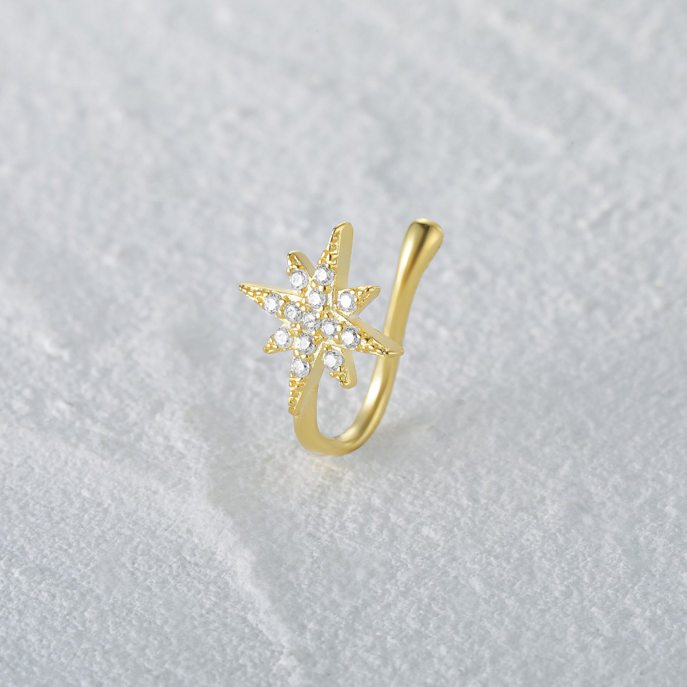 2g Weight Nose Ring Classification 1 Piece Quantity Daily, Street Occasion 925 Sterling Silver Material Star, Moon Pattern Women's Gender Plating Design Simple Style Style 1 Piece Nose Rings & Studs Simple Style Star Moon 925 Sterling Silver Plating 35