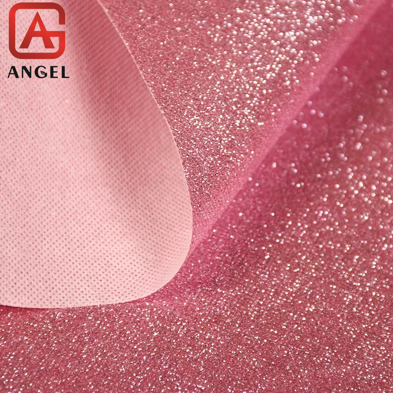 跨境专供金葱粉无纺布彩色箱包材料亮粉无纺布服饰用金粉无纺布