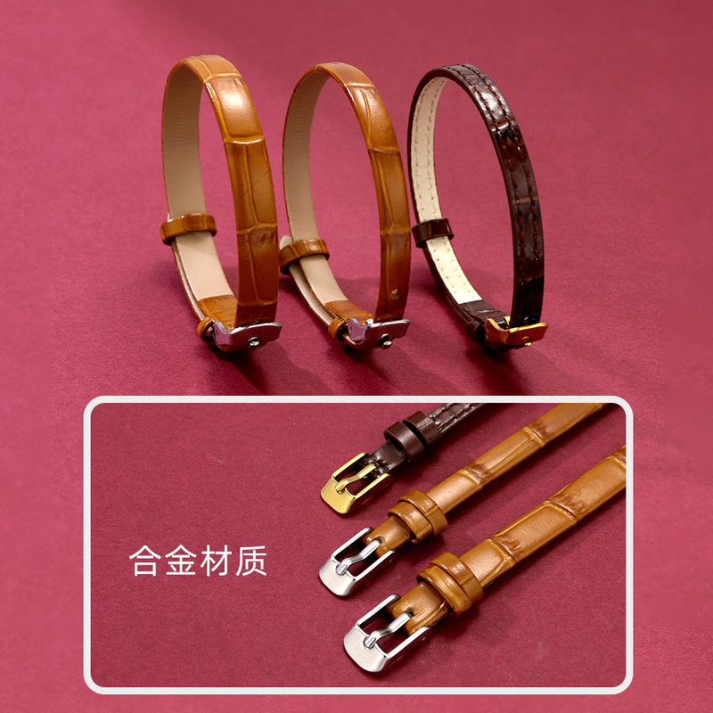 6mm Wide Genuine Leather Watch Strap Bracelet, Red Rope Bracelet, Gold Jewelry, Men's and Women's Wristband, Bamboo Knot Leather Belt 6mm Wide Genuine Leather Watch Strap Bracelet, Red Rope Bracelet, Gold Jewelry, Men's and Women's Wristband, Bamboo Knot Leather Belt