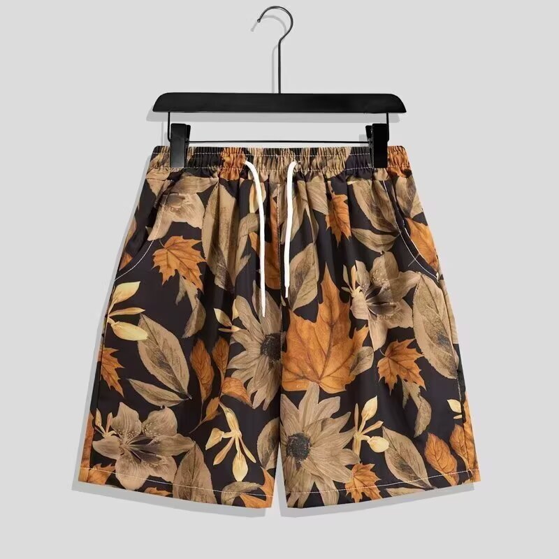 Summer loose-fitting men's shorts, beach shorts, capri pants, travel casual pants, trendy men's style