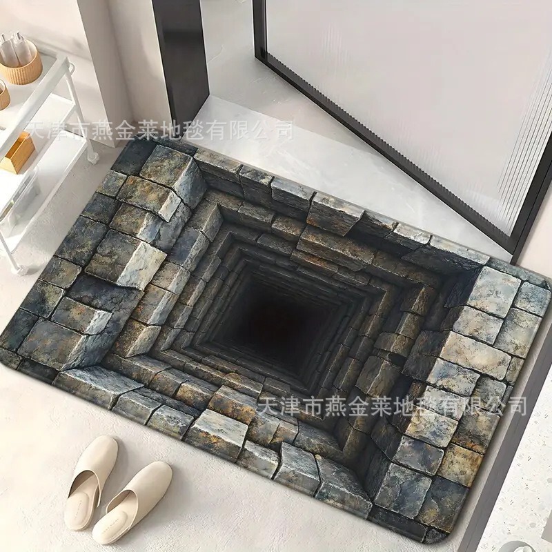跨境temu美式3D视觉入户玄关耐磨地垫家用浴室防滑吸水易打理脚垫|undefined