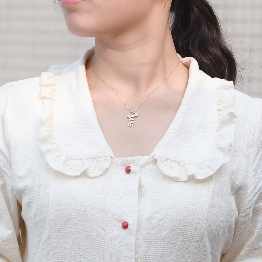 Nuevos accesorios transfronterizos s925 Diamante de plata BABE inglés carta collar femenino europeo y americano de moda colgante de joyería