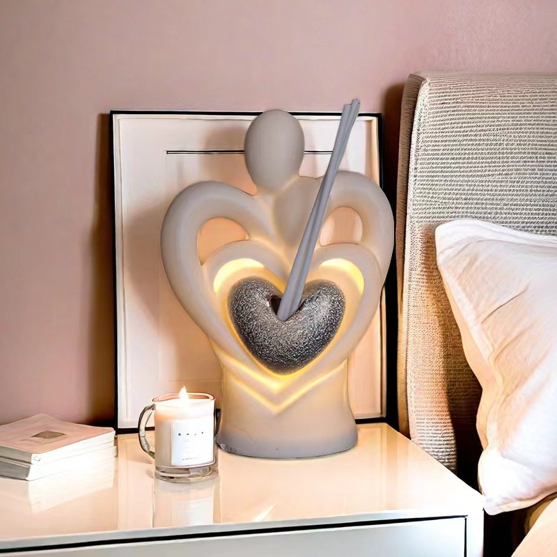 Cerámica creativa LED luz de noche fragancia luz ambiental creativa amor romántico botella de aromaterapia con varilla volátil decoración del hogar