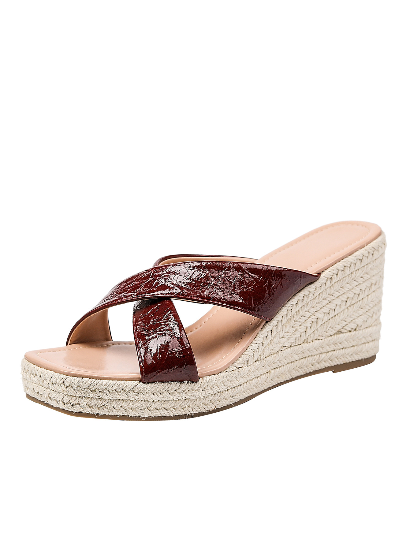 Comercio Exterior gran talón de paja sandalias nuevas zapatillas de playa antideslizantes exteriores moda cómoda banda ancha sandalias