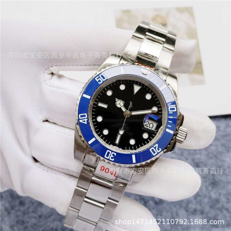40Mm904L Stainless Steel Sapphire Mirror Without Calendar Water Ghost Men's Fully Automatic Mechanical Simple Business Watch