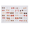 Fruit earrings, set with bow, 100 pair, flowered