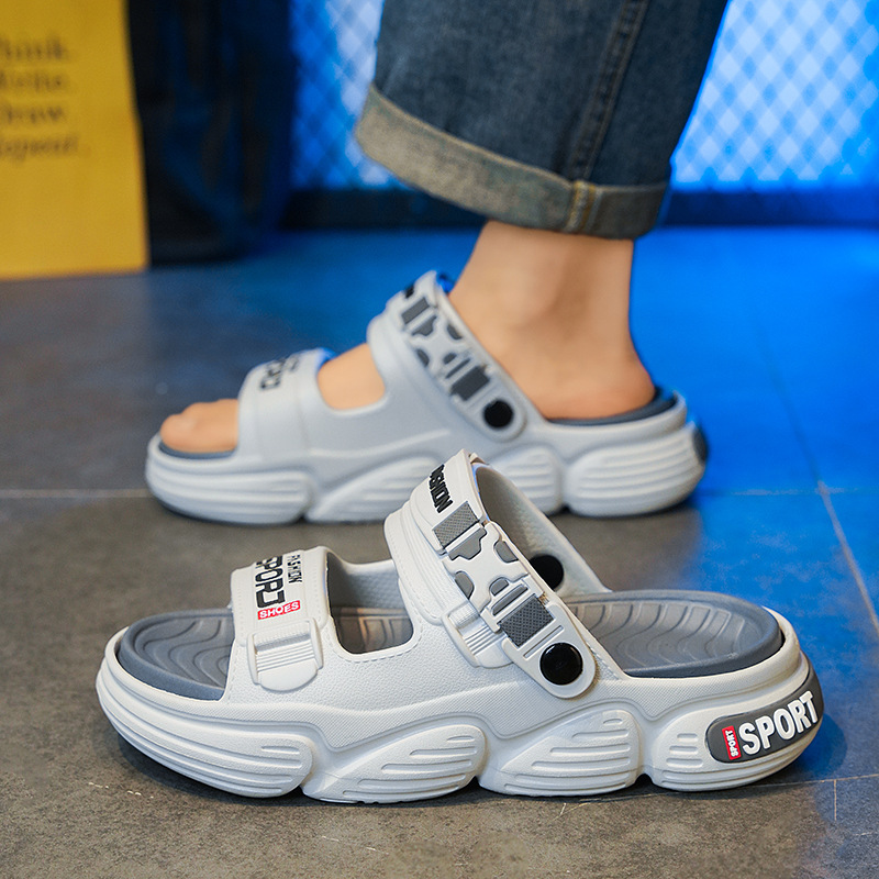 Pantuflas de verano para hombre nuevo estilo engrosado de un solo par de sandalias y zapatillas antideslizantes zapatos de playa de doble uso para deportes y ocio