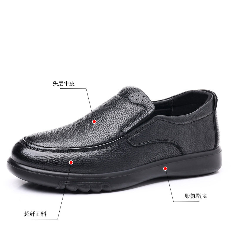 Giày da nam công sở lười một chân, đế mềm chống trượt, gót thấp 1-3 cm — CS2398 màu đen chi tiết 9