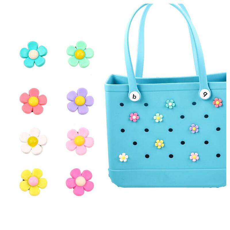 Flower Charm Accessories for Beach Tote Bags, Including Perforated Buckle Beach Bags, Bogg Bags, and Simple Southern Tote Bags