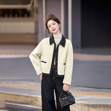 双面羊毛大衣女2025年秋冬新款小香风短款圆领羊毛呢子外套YE6513