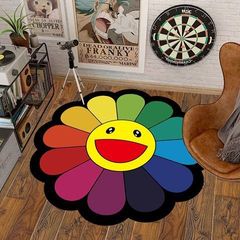 Amazon Sunflower Rugs Mat Home Water Crystal Velvet Trend Brand Bedroom Bedside Mat Round Anti-Slip Chair Pad Wholesale