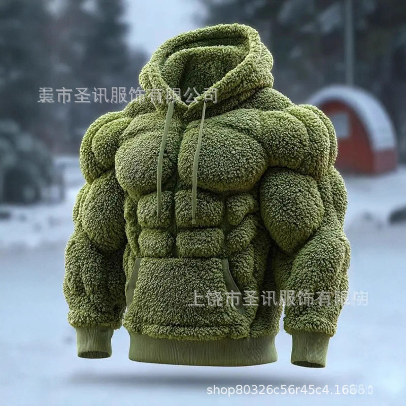 Foreign Trade European and American Independent Station 3D Printed New Men's Street Fashion Flannel Hooded Autumn and Winter Sweatshirt