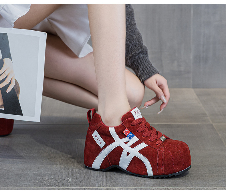 Giày sneaker nữ chunky đế dày phong cách Birkenstock mũi to, thời trang retro Mỹ, tăng chiều cao — M2982 li đơn màu vàng, M2982-1 màu nâu cộng với nhung, M2982-1 màu xám nhung, M2982 lớp lót đơn màu xám chi tiết 26