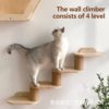 Wooden cat climbing rack cat ladder cat house apartment cat furniture wall -mounted cat nest climbing wall steps cat toy