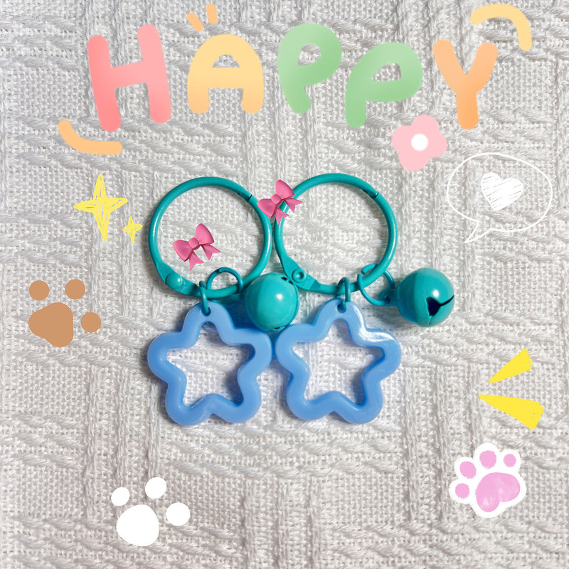 カラフルなアクリルスターキーホルダーリングかわいいベルスタースクールバッグロックバックルペンダントアクセサリーアクセサリー|undefined