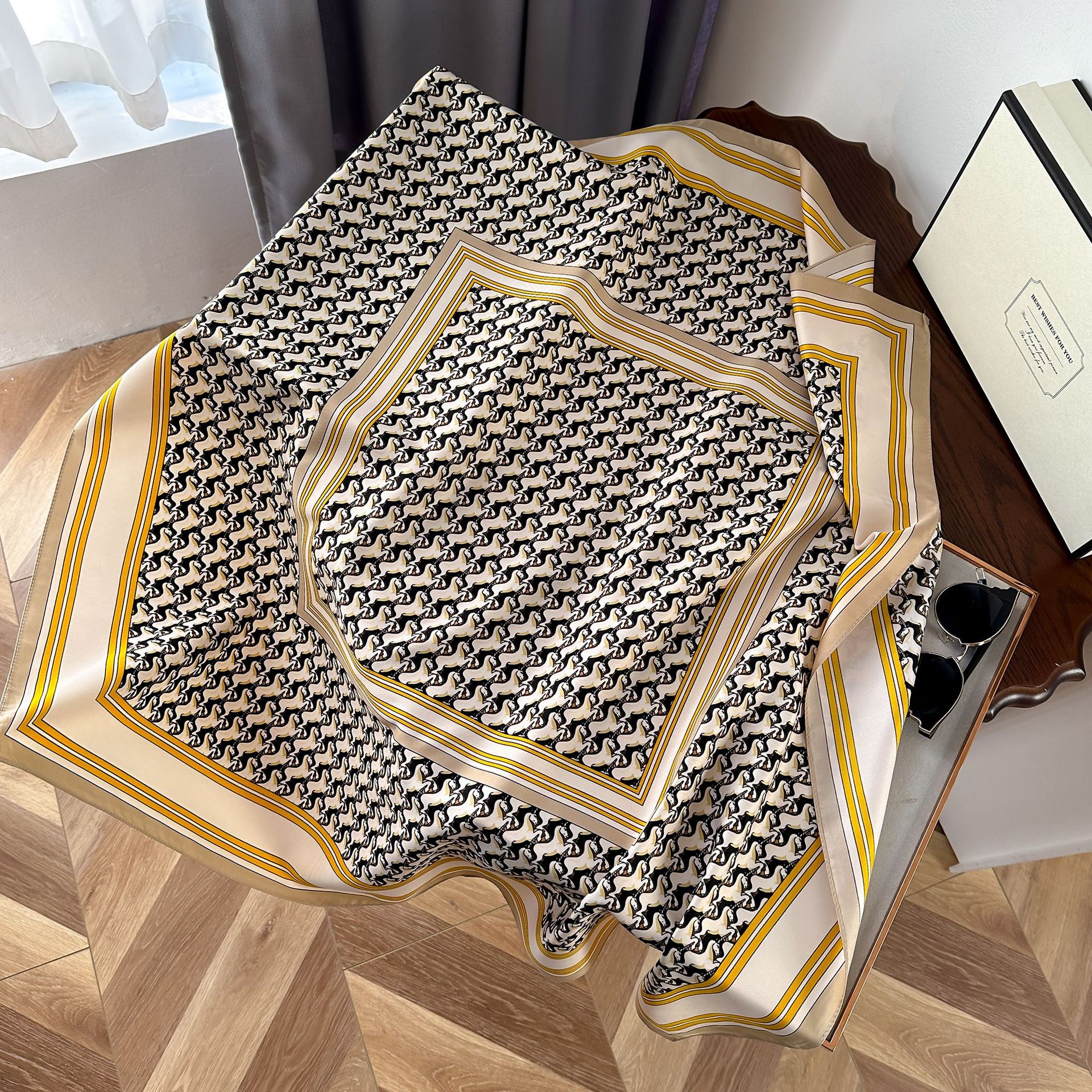 Twill silkesjal för kvinnor stor sjal för höst och vinter_voghion.com
