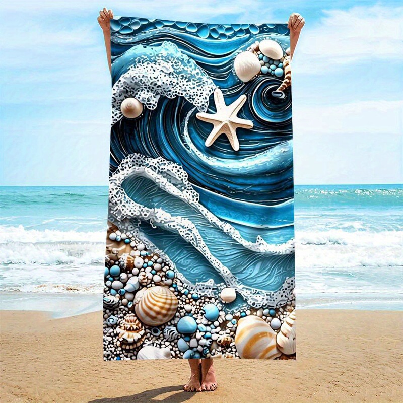 Temu Cross-Border Bestseller: Fresh Starfish and Coral Pattern Beach Towel with Ocean Wave and Shell Starfish Designs Temu Cross-Border Bestseller: Fresh Starfish and Coral Pattern Beach Towel with Ocean Wave and Shell Starfish Designs