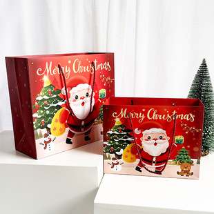 Cross-border 2024 Christmas gift bag packaging bag simple atmosphere bag in stock factory foreign trade new large