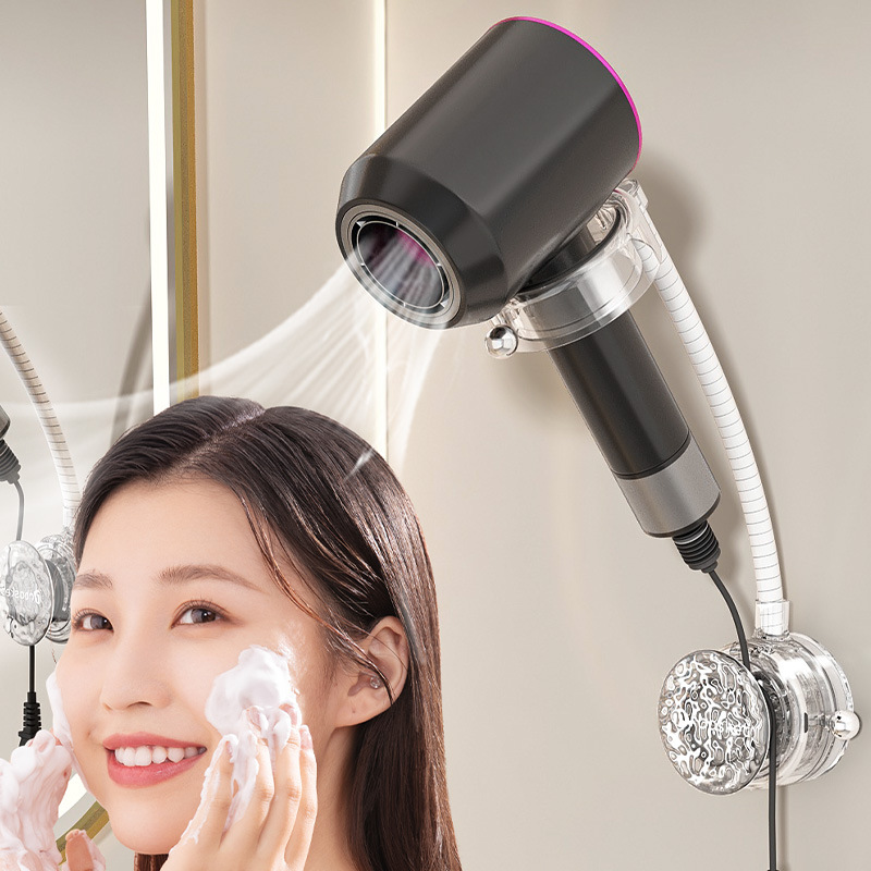 Soporte de secador de pelo perezoso sin perforación para baño secador de pelo estante de almacenamiento de secador de pelo de baño percha de almacenamiento