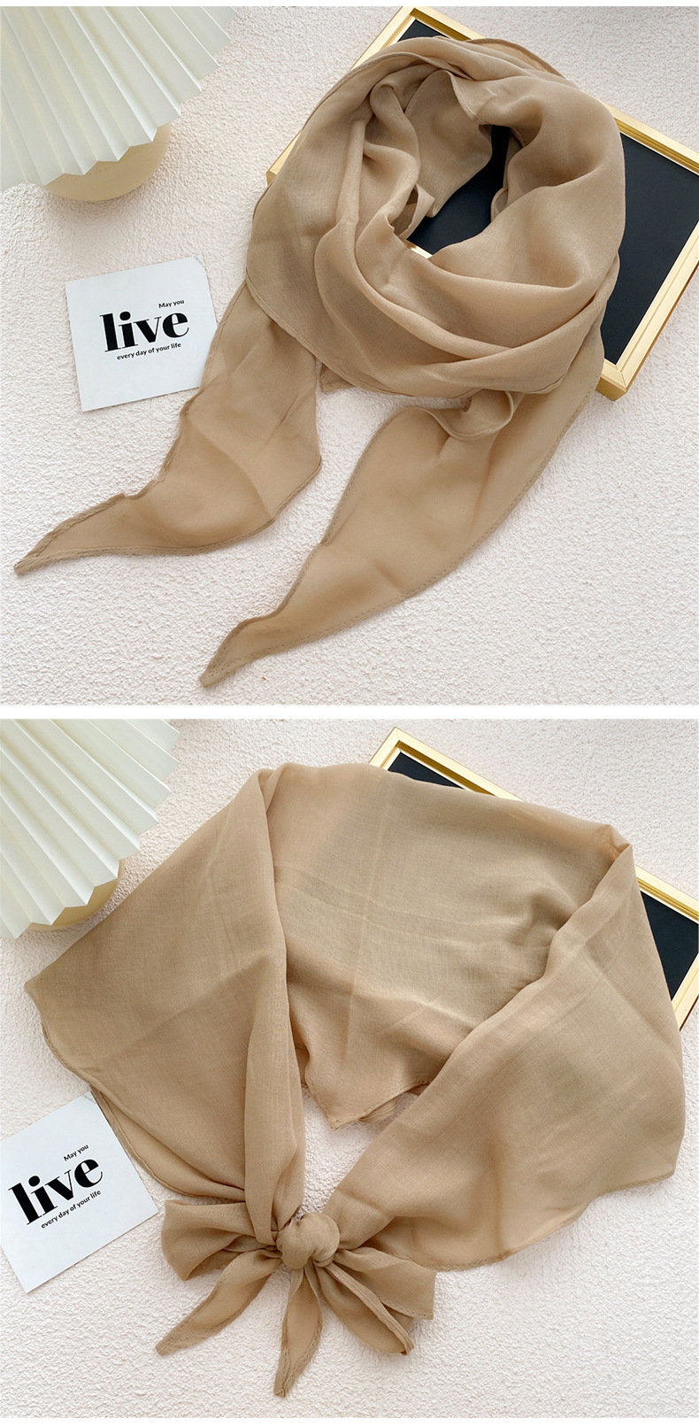 50g Weight Travel Occasion Solid Color Pattern Unisex Gender Sweet Style Orange, Grey&Pink, Grey, White, Green, Blue, Yellow, Black Color Nihaojewelry Solid Color Cotton And Linen Scarf Silk Wholesale Jewelry 7
