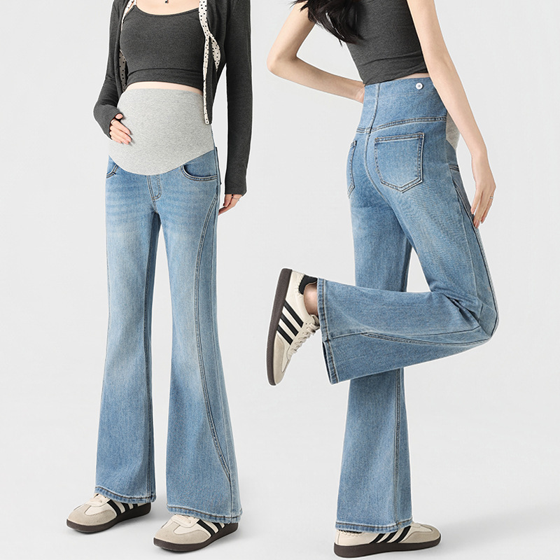 Maternity Pants for Spring and Summer, Stylish New Flared Pants, Versatile Korean Fashion Jeans, Slim-Fit Long Pants Maternity Pants for Spring and Summer, Stylish New Flared Pants, Versatile Korean Fashion Jeans, Slim-Fit Long Pants