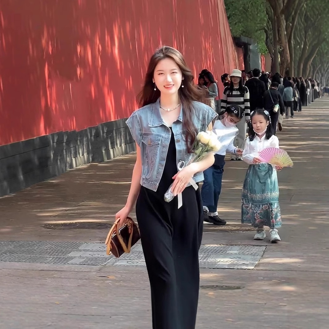 Summer Short-sleeved Vest Denim Vest Jacket Women's 2025 New Casual Short-sleeved All-match Top for Petite