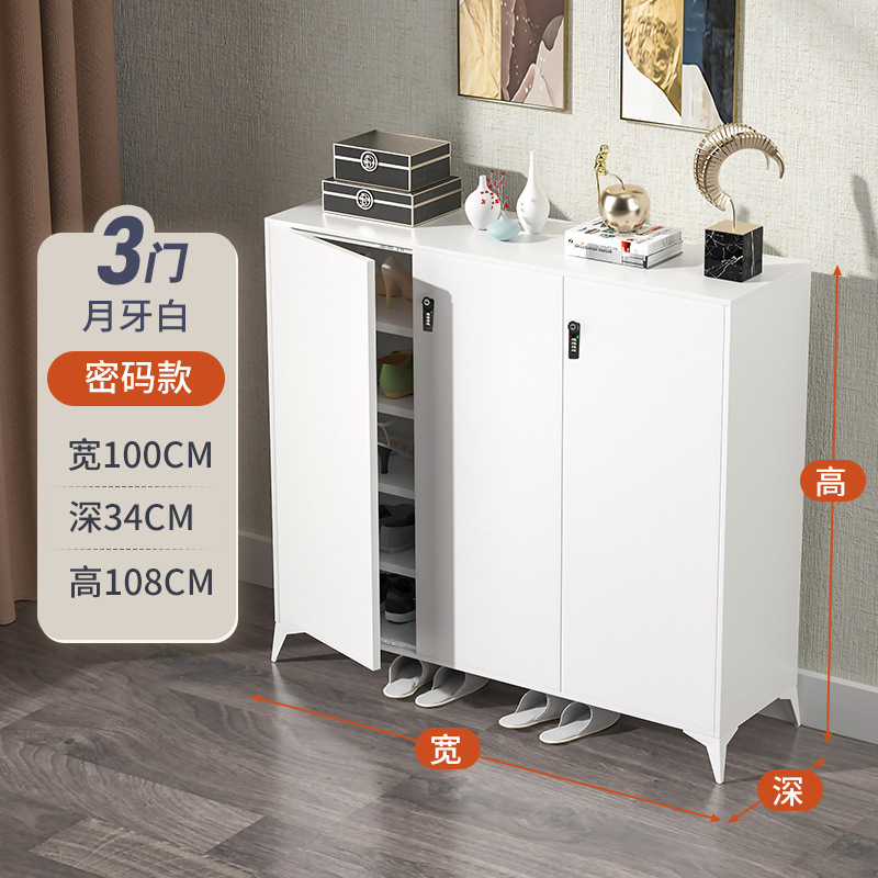 Zapatero Gabinete de acero gabinete de almacenamiento de entrada del hogar con cerradura moderno simple armario de gran capacidad interior y exterior Zapatero