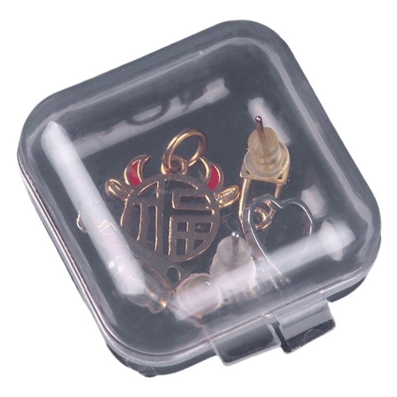 Caja de plástico transparente pequeña caja cuadrada transparente larga tapones caja joyería Mini caja de almacenamiento se puede establecer lLOGO