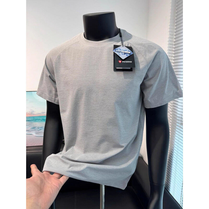 T-Shirt Lengan Pendek Sutra Es T-Shirt Lengan Pendek Kebugaran Elastis Cepat Kering Longgar Setengah Lengan Pasangan Kasual Model Tipis Musim Panas Pria T-Shirt Lengan Pendek