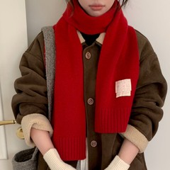 韩国东大门100%纯羊毛针织围巾女冬季高级感毛线围脖男情侣送礼