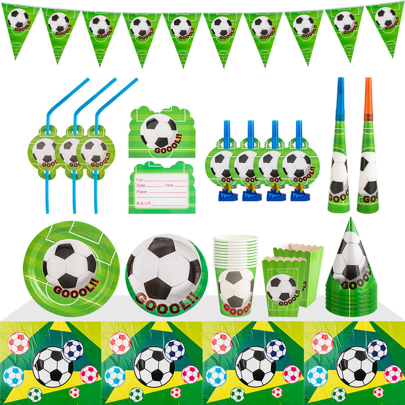 Cross-Border Football-Themed World Cup European Football League Children's Birthday Party Supplies Disposable Plates
