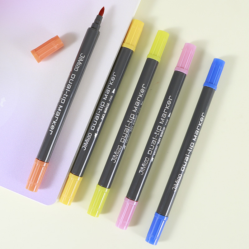 Doble cabeza marcador acuarela pluma marcador de dibujos animados multi-color estudiante aprendizaje pintura graffiti color pluma arte marcador