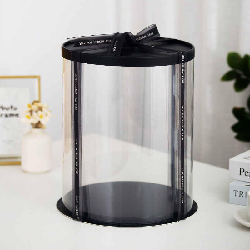 Caja de pastel transparente redonda 4 pulgadas 6 pulgadas 8 pulgadas 10 pulgadas 12 pulgadas cumpleaños hornear pastel caja oso violento caja de embalaje