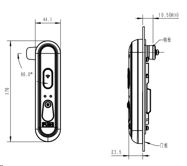 蓝牙机柜锁A10BT尺寸图