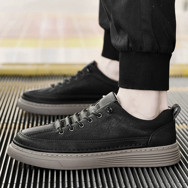 Leather sneakers for men and women, sports low casual footwear for leisure, shoes, plus size