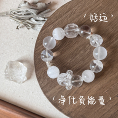 【精灵王】天然水晶手串 天然白水晶白幽灵白阿赛水晶手串 手链