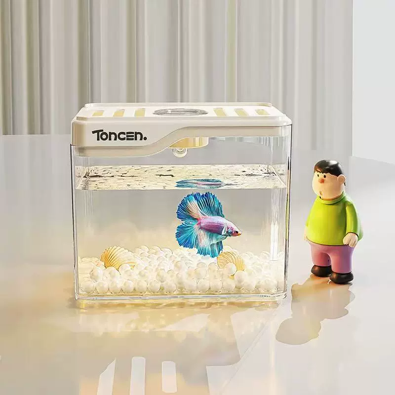Настольный маленький аквариум офисная гостиная ленивый экологический аквариум стол с лампой бетта декоративный аквариум аквариум