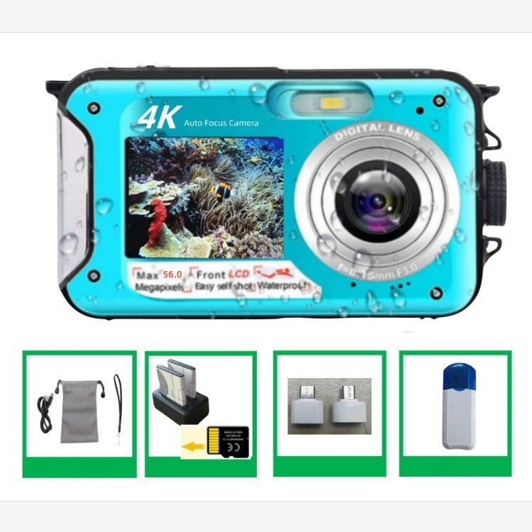 Automatic videocamera, waterproof digital camera, screen, English version