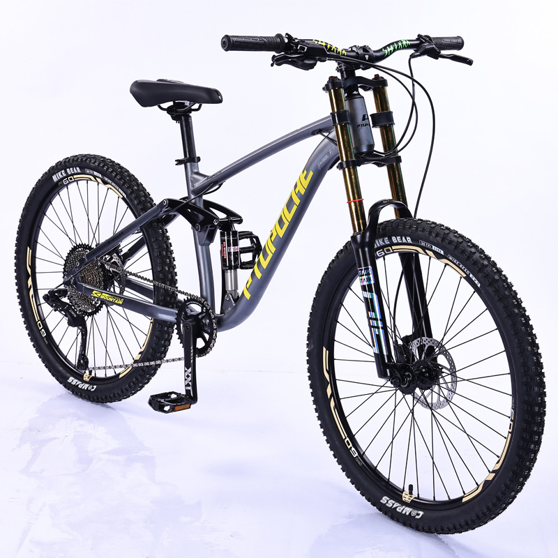 Fabricante 26/27.5 pulgadas cuesta abajo bicicleta de montaña aleación de aluminio cola suave Freno de aceite amortiguación bicicleta de montaña
