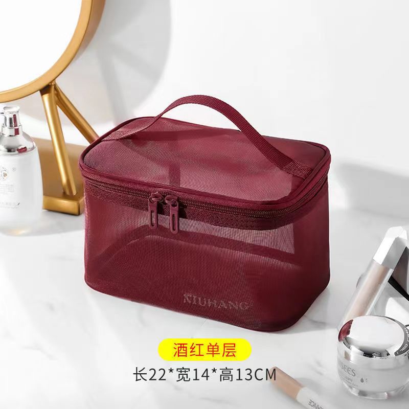Bolsa de hilo de red de gran capacidad para exteriores, bolsa de lavado, bolsa de almacenamiento de cosméticos, bolsa de almacenamiento de viaje, bolsa de lavado, bolsa de cosméticos al por mayor