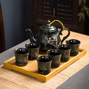 手工描金 景德镇陶瓷茶具套装家用功夫茶现代简约泡茶提梁壶茶杯