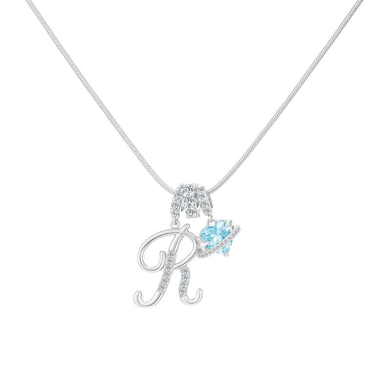 Cross-Border Tk Hot-Selling Best Friend Series Blue Ocean Sweet Heart Zircon Pendant Letter Necklace Jewelry