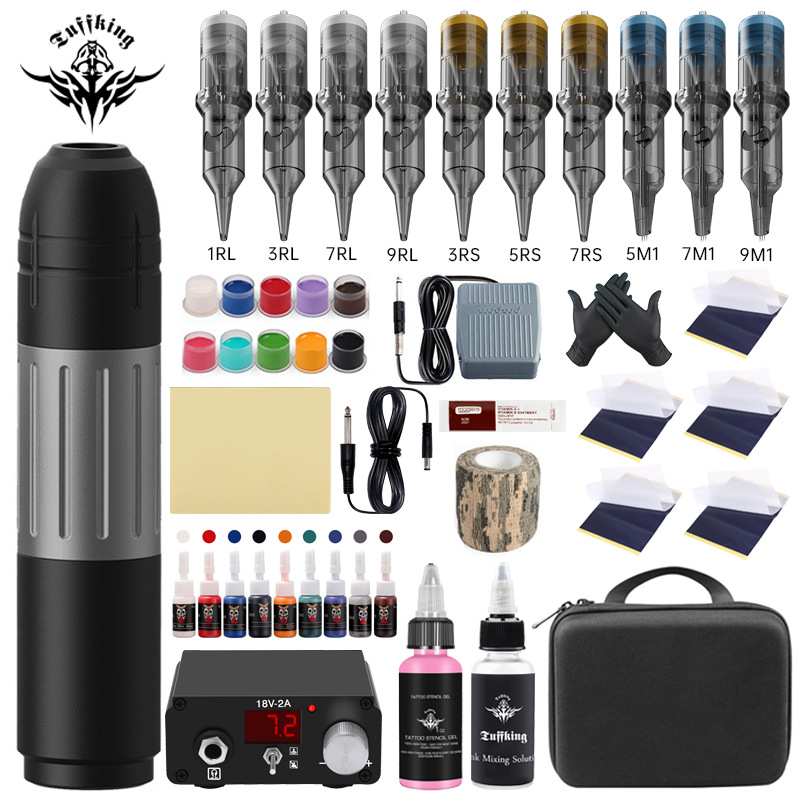 Juego de máquina de tatuaje de batería dual, pluma de tatuaje inalámbrica de alta duración, herramienta de tatuaje, fuente de alimentación de tatuaje portátil, equipo de tatuaje image 11