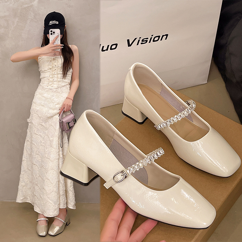 Retro elegant summer romantic and delicate Mary Jane shoes with…