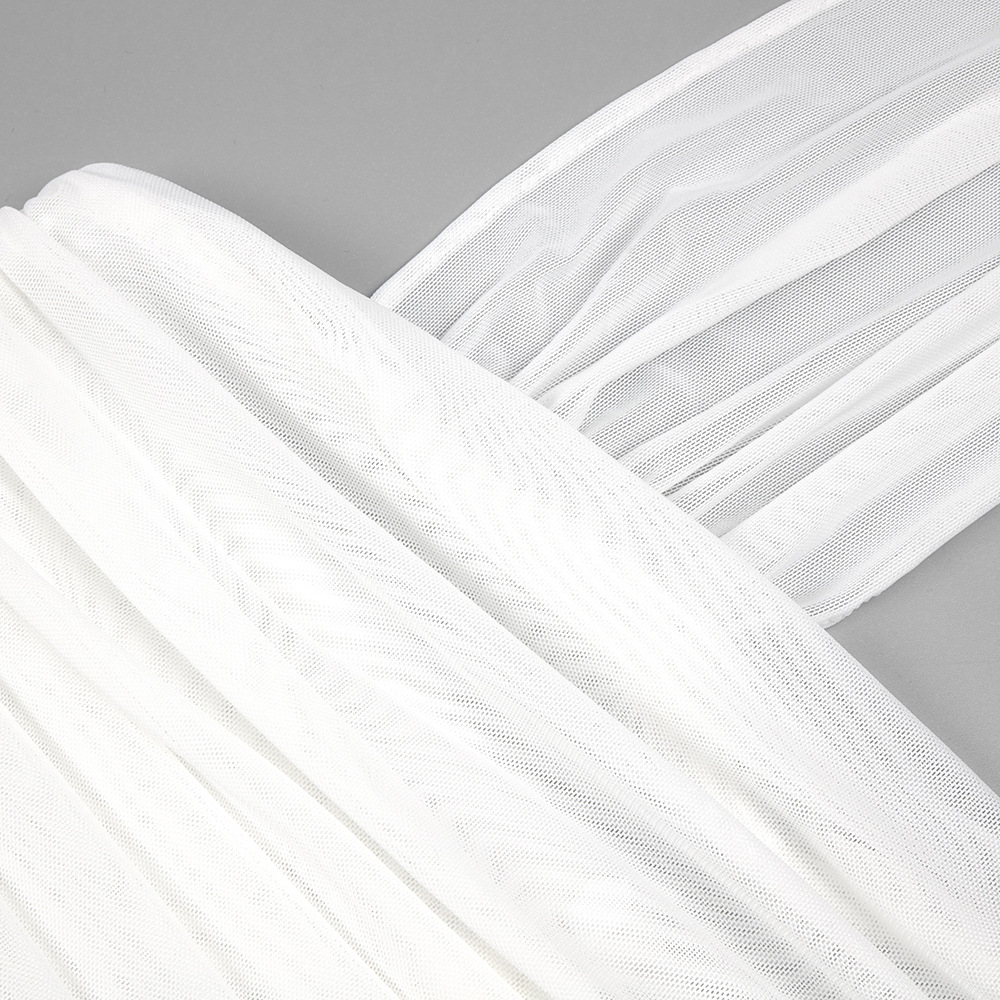 Summer White Gloves Mesh Ribbon Dress Women Clothing Halter Dress Lace Package Hip Dress