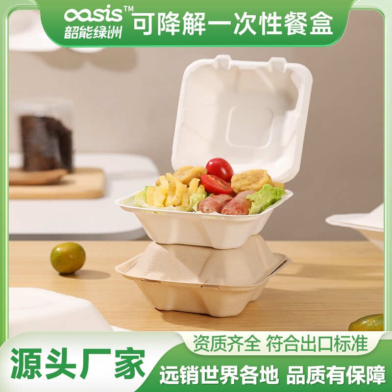 Sugarcane pulp bamboo pulp 6-inch hamburger box environmental protection disposable tableware degradable compostable pulp molding