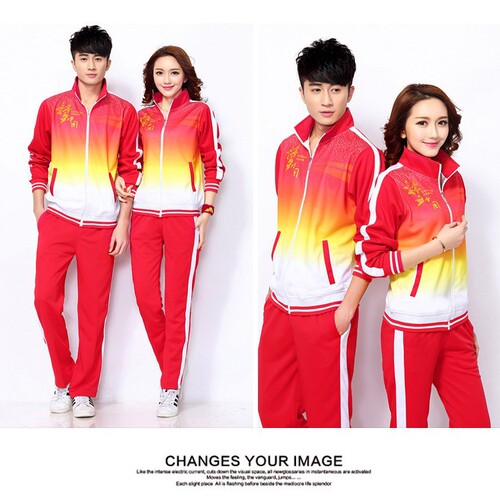 Jiamusi Fitness Couple Middle-Aged and Elderly Exercise Set Men and Women Square Dance Clothing Group Uniform Two-Piece Set Wholesale