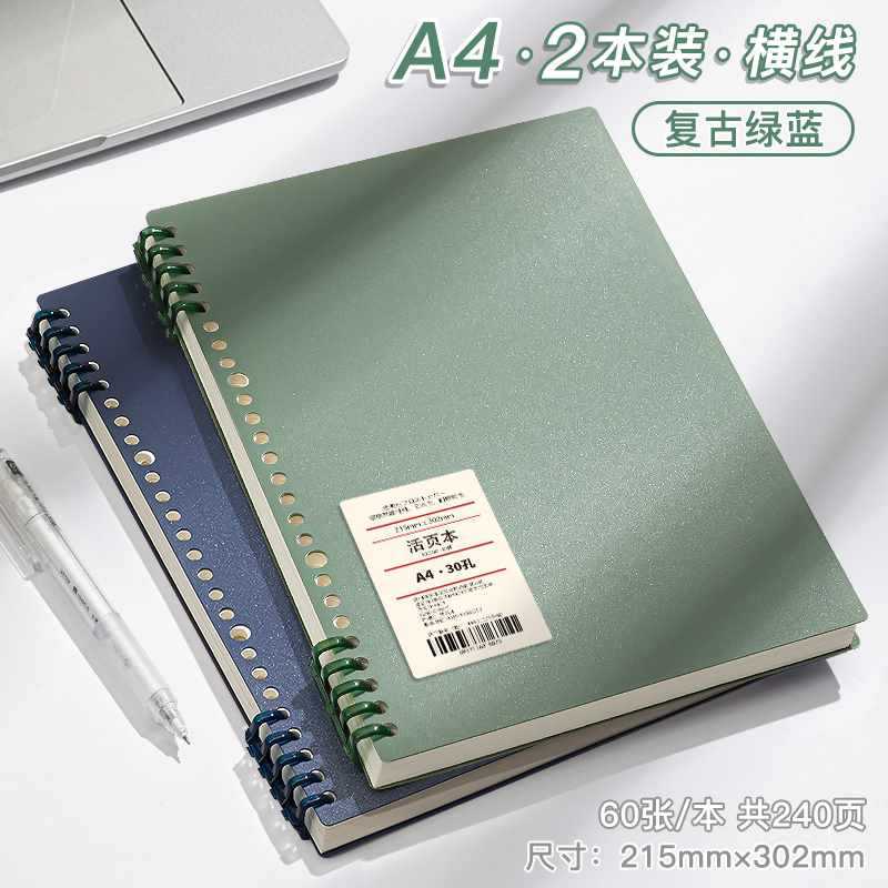 A4 horizontal line · 2 books [green+blue] total 240 pages