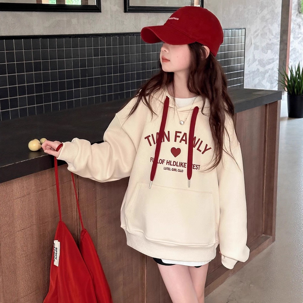 Girls Sweatshirt Spring & Fall 2025 New Style Medium and Large Kidsren's Loose, Fashionable and Fashionable Little Girls Casual Versatile Hooded Tops